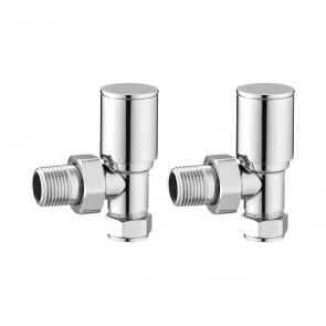 Heatwave Round Angled Radiator Valves Pair - Chrome