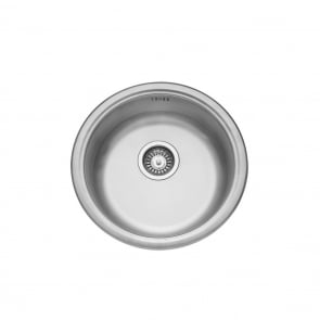 Leisure Round 1.0 Bowl Stainless Steel Inset Kitchen Sink with Waste Kit 450mm L x 450mm W - Satin