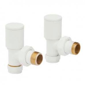 Prestige Modern Angled Radiator Valves 15mm (Pair) - White