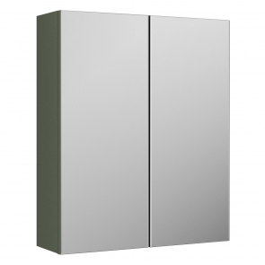 Nuie Arno Mirrored Bathroom Cabinet (50/50) 715mm H x 600mm W - Satin Green