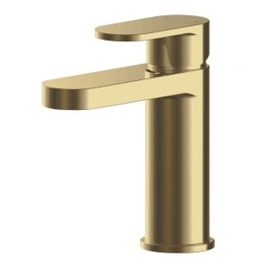 Nuie Binsey Mono Basin Mixer Tap with Push Button Waste - Brushed Brass