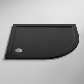 Nuie Pearlstone Grey Slate Effect Offset Quadrant Shower Tray 1200mm x 800mm Right Handed