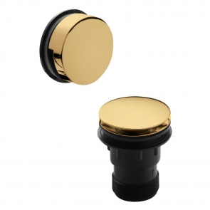 Nuie Inset Bath Push Button Waste Overflow - Brushed Brass