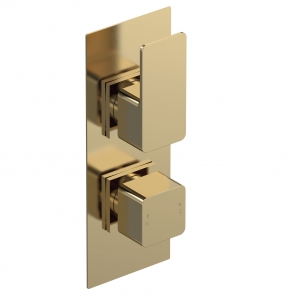 Nuie Windon Thermostatic Concealed Shower Valve Dual Handle - Brushed Brass