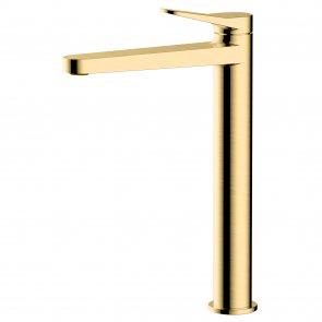 RAK Petit Round Tall Basin Mixer Tap Without Waste - Brushed Gold