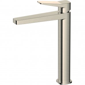 RAK Petit Square Tall Basin Mixer Tap Without Waste - Brushed Nickel