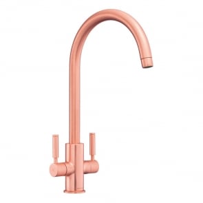 Rangemaster Intense Dual Lever Kitchen Sink Mixer Tap - Brushed Copper