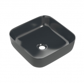 Signature Olmec Square Countertop Basin with Unslotted Waste 390mm Wide 0 Tap Hole - Matt Black