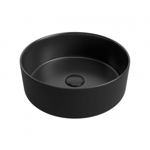 Signature Olmec Round Countertop Basin with Unslotted Waste 355mm Wide 0 Tap Hole - Matt Black