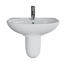 AKW Livenza Plus Basin and Semi Pedestal 550mm Wide - 1 Tap Hole