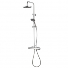 Aqualisa AQ Thermostatic Round Bar Mixer Shower with Fixed Head and Shower Kit - Chrome