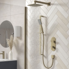 Bristan Tangram Dual Concealed Mixer Shower with Shower Kit and Fixed Head - Brushed Brass