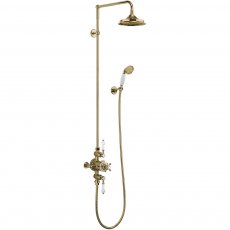 Burlington Avon Thermostatic Triple Exposed Mixer Shower with Shower Kit and 9 Inch Fixed Head - White/Gold