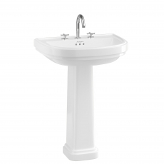 Burlington Riviera Curved Basin with Full Pedestal 650mm Wide - 3 Tap Hole