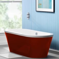 Carron Halcyon Oval Freestanding Bath Red Panelling 1750mm x 800mm - Carronite