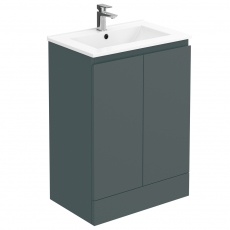 Delphi Halite Floor Standing 2-Door Vanity Unit with Basin 600mm Wide - Matt Grey