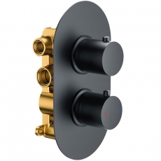 Delphi Thermostatic Round Concealed Shower Valve Dual Handle - Black