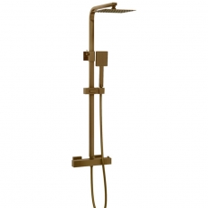 Delphi Zacha Thermostatic Bar Mixer Shower with Fixed Head and Shower Kit - Brushed Brass