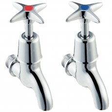 Deva Cross Handle 1/2 Inch BS5412 Bib Taps Pair - Chrome