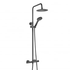 Deva Grasmere Thermostatic Bar Mixer Shower with Diverter and Adjustable Rail - Matt Black