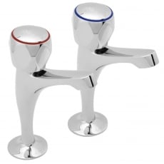 Deva Profile High Neck Kitchen Sink Taps Pair Metal Backnuts - Chrome