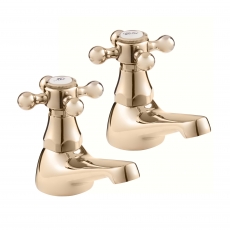 Deva Tudor Traditional Basin Taps Pair - Gold