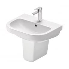 Duravit D-Code Basin and Semi Pedestal 550mm Wide - 1 Tap Hole