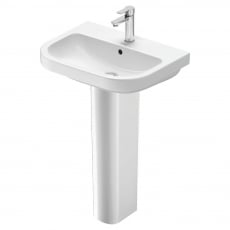 Duravit D-Code Basin and Full Pedestal 600mm Wide - 1 Tap Hole