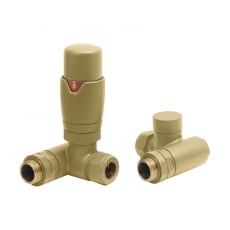 Heatwave Dual Fuel Corner Thermostatic Radiator Valve Set - Brushed Brass