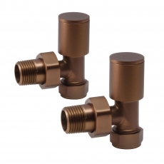 Heatwave Round Angled Radiator Valves Pair - Brushed Bronze