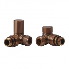 Heatwave Round Corner Radiator Valves Pair - Brushed Bronze