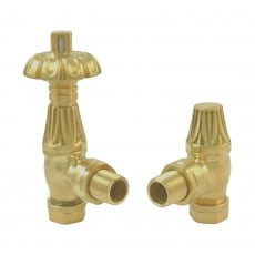 Heatwave Wyndham Angled Thermostatic Radiator Valve Set - Brushed Brass