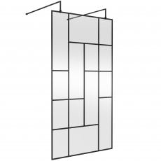 Hudson Reed Abstract Frame Wetroom Screen with Support Bars 1100mm Wide - 8mm Glass