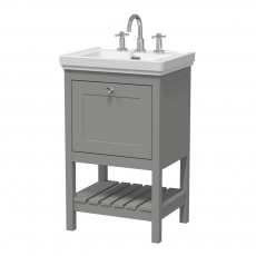 Hudson Reed Bexley Floor Standing Vanity Unit with 3TH Basin 500mm Wide - Cool Grey