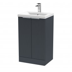 Hudson Reed Fluted Floor Standing 2-Door Vanity Unit with Basin 1 500mm Wide - Satin Anthracite