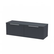 Hudson Reed Fluted Wall Hung 2-Drawer Vanity Unit with Worktop 1200mm Wide - Satin Anthracite