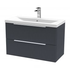 Hudson Reed Fluted Wall Hung 2-Drawer Vanity Unit with Basin 1 800mm Wide - Satin Anthracite