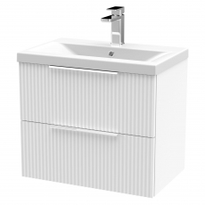 Hudson Reed Fluted Wall Hung 2-Drawer Vanity Unit with Basin 1 600mm Wide - Satin White