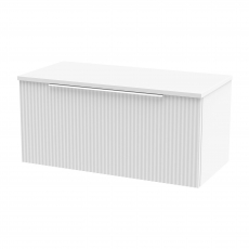 Hudson Reed Fluted Wall Hung 1-Drawer Vanity Unit with Worktop 800mm Wide - Satin White