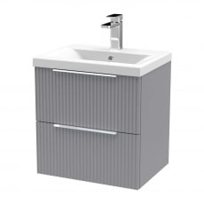 Hudson Reed Fluted Wall Hung 2-Drawer Vanity Unit with Basin 1 500mm Wide - Satin Grey