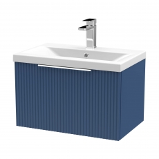 Hudson Reed Fluted Wall Hung 1-Drawer Vanity Unit with Basin 1 600mm Wide - Satin Blue