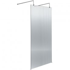 Hudson Reed Fluted Wet Room Screen with Support Arm and Feet 900mm Wide - 8mm Glass