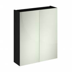 Hudson Reed Fusion Mirrored Bathroom Cabinet (50/50) 600mm Wide - Charcoal Black Woodgrain