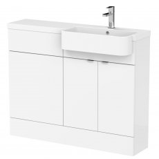 Hudson Reed Fusion RH Combination Unit with Round Semi Recessed Basin 1100mm Wide - Gloss White