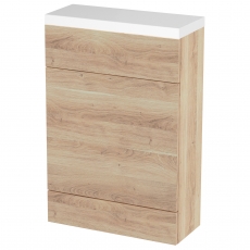 Hudson Reed Fusion Compact WC Unit with Polymarble Worktop 600mm Wide - Bleached Oak