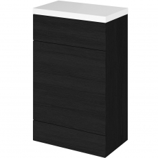 Hudson Reed Fusion WC Unit with Polymarble Worktop 600mm Wide - Charcoal Black Woodgrain