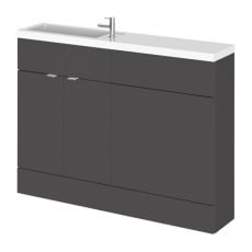 Hudson Reed Fusion Compact Combination Unit with 600mm WC Unit - 1200mm Wide - Gloss Grey