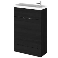 Hudson Reed Fusion Compact Vanity Unit with Basin 600mm Wide - Charcoal Black Woodgrain