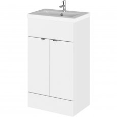 Hudson Reed Fusion Floor Standing Vanity Unit with Ceramic Basin 500mm Wide - Gloss White