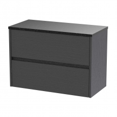 Havana Wall Hung 2-Drawer Vanity Unit with Sparkling Black Worktop 800mm Wide - Graphite Grey